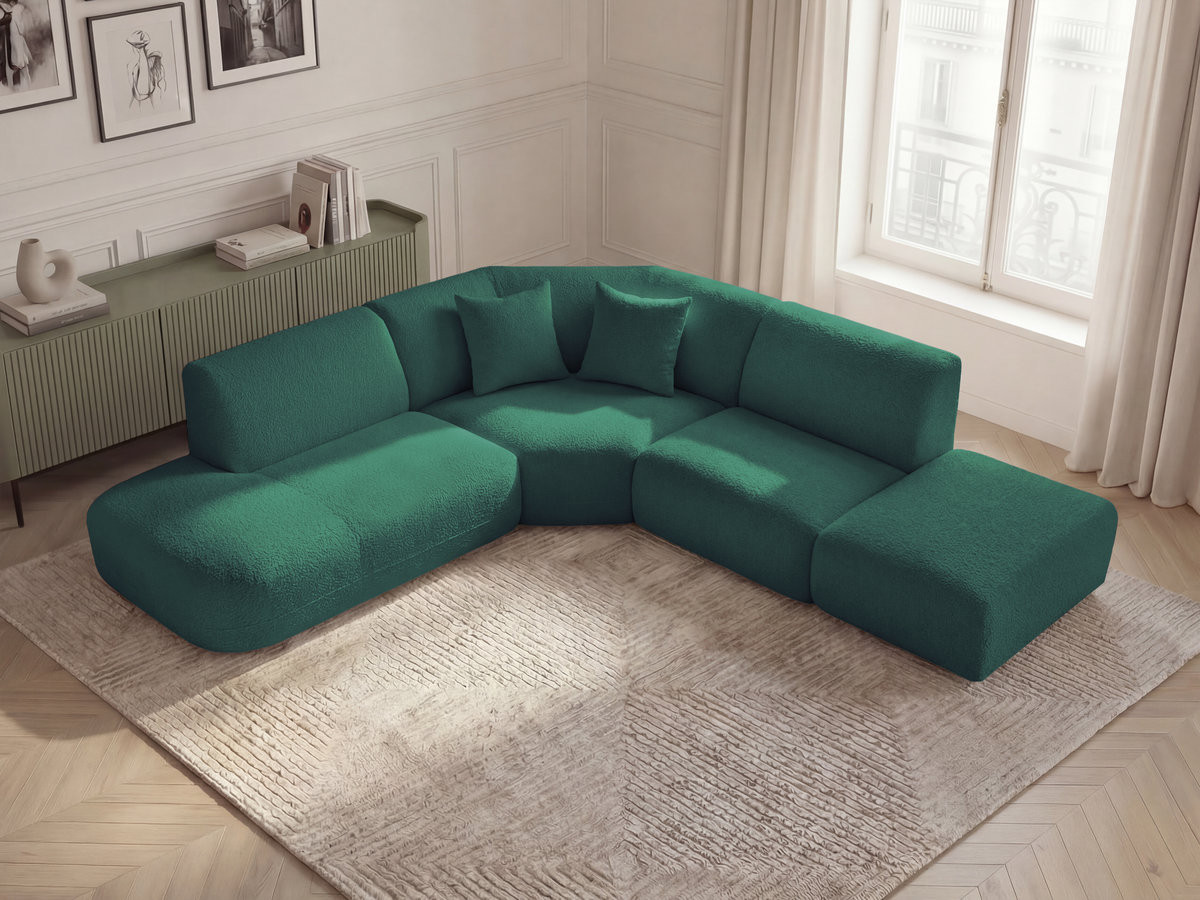 Bobochic Anda Ecksofa 279 × 264 cm Chenille Dunkelgrün Ecke links