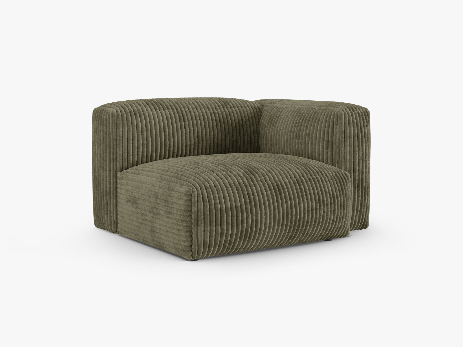 Micadoni Eckmodul mit Armlehne Martina 1-Sitzer 90cm Sitztiefe Rechts Kord Tilia Moßgrün