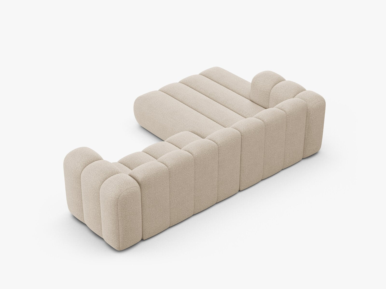 Micadoni Modulares Ecksofa Lupine 4-Sitzer mittelgroß Links Boucle Baloo Beige