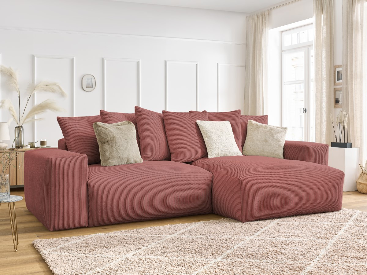 Bobochic Voltaire Ecksofa 310 × 174 cm Cordsamt Rosa