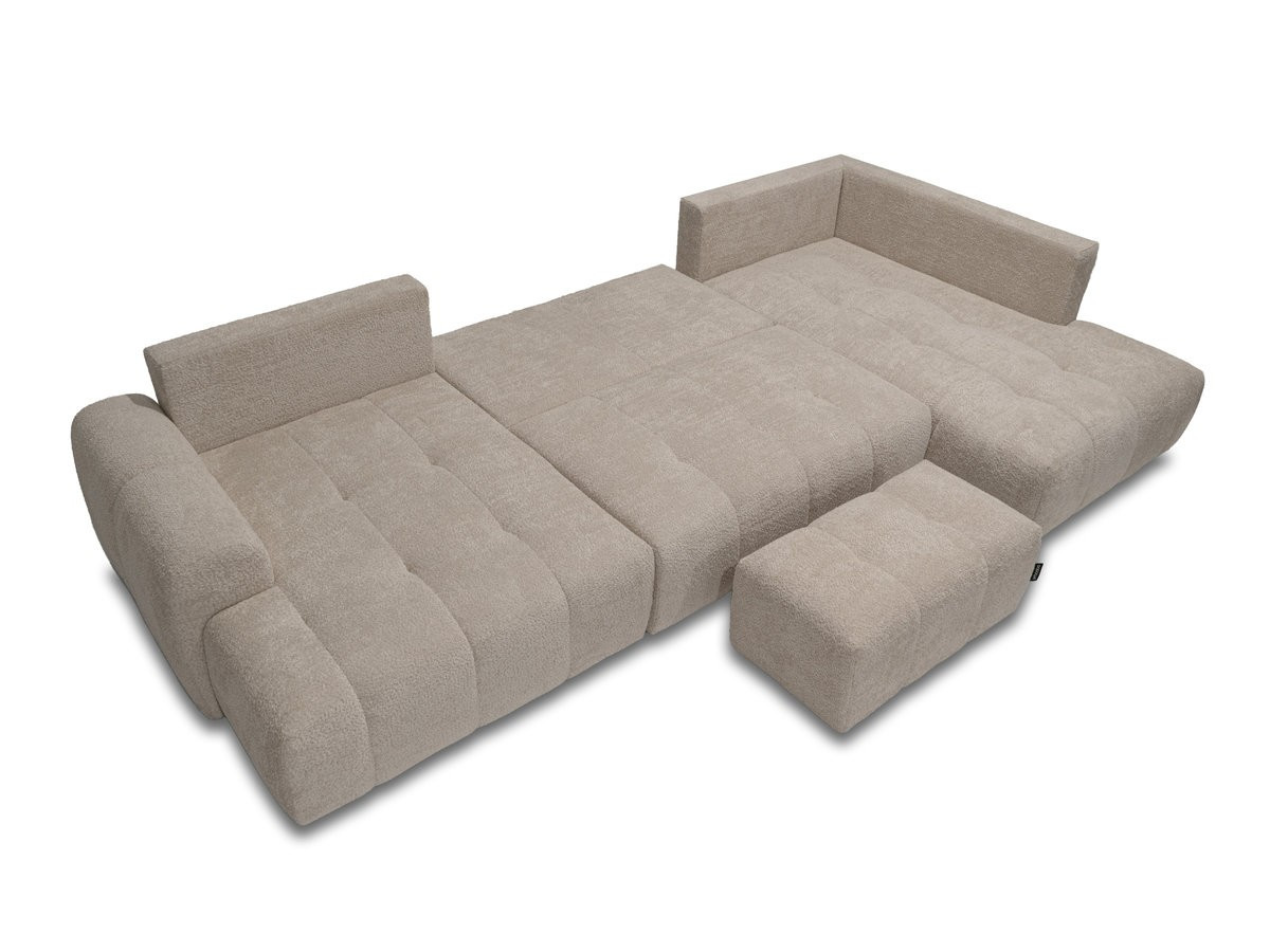 Bobochic Roxelane Wohnlandschaft mit Pouf Bouclé-Stoff Beige Ecke links