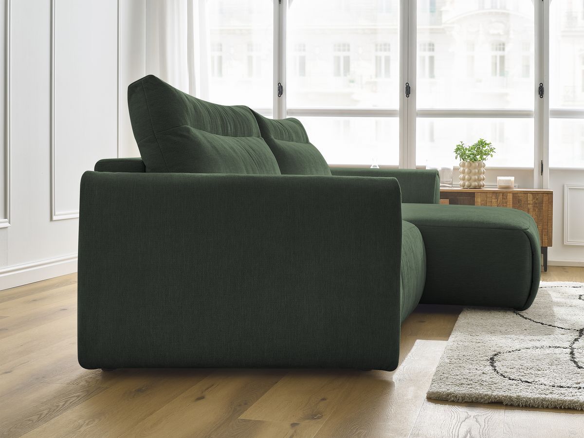 Bobochic Aden Ecksofa 293 × 152 cm Stoff Grün Ecke rechts