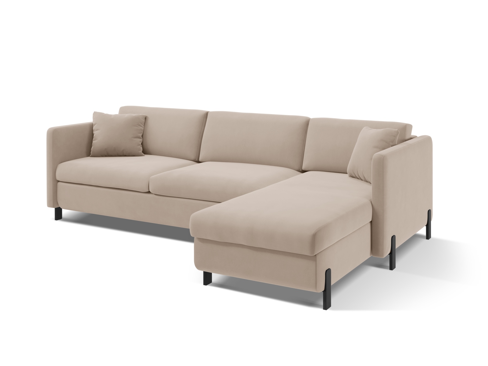Micadoni Schlaf-Ecksofa Gloria 5-Sitzer Rechts Samt Beige 205x160