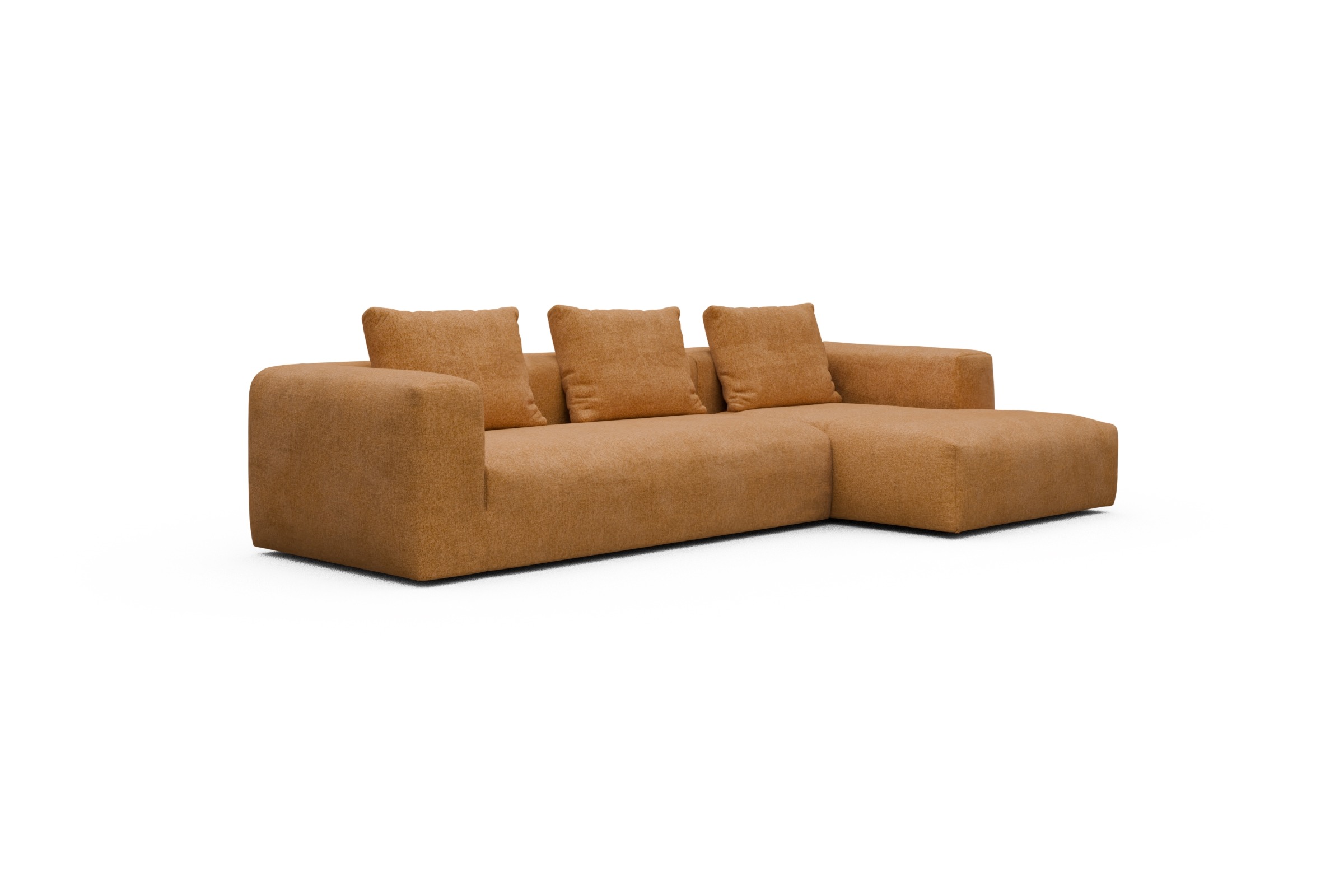 Ecksofa Fred Chaiselongue rechts mit 2,5-Sitzer Casone-Warm-Yellow