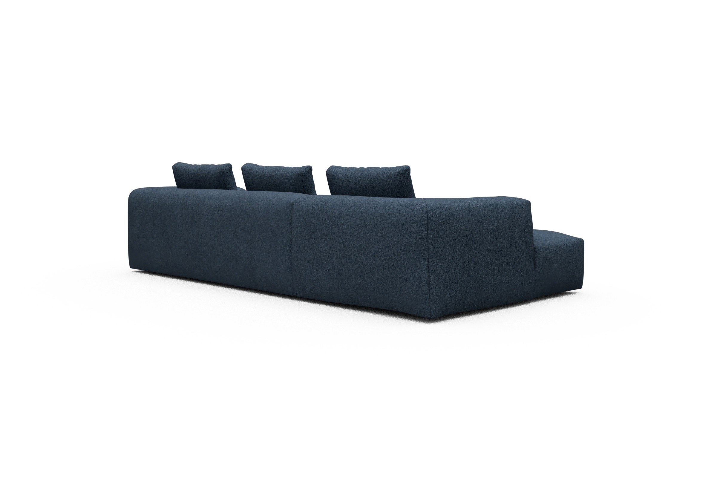 Ecksofa Fred Chaiselongue links mit 2,5-Sitzer Boucle-Blue