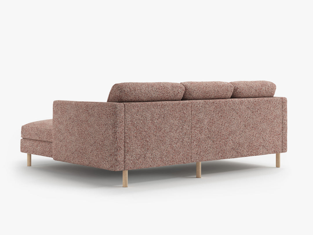 Micadoni Ecksofa Eden 3-Sitzer Rechts Strukturierter Stoff Rosa Melange