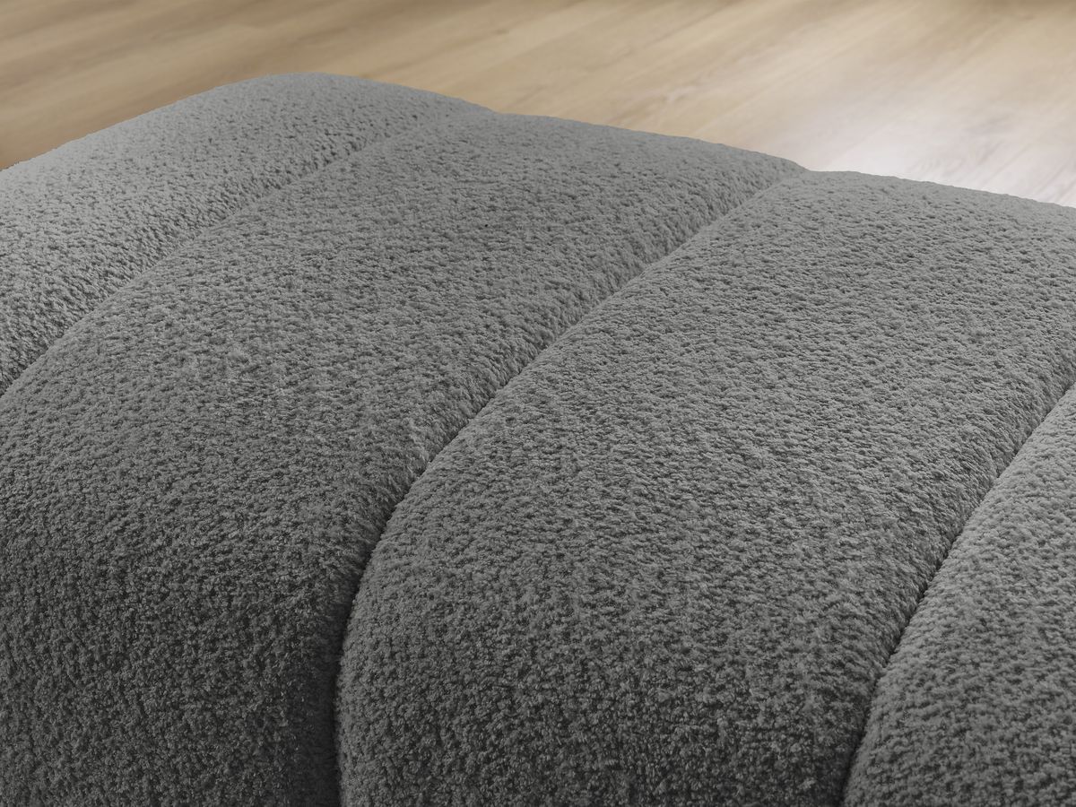 Bobochic Annecy Pouf Bouclé-Stoff Dunkelgrau