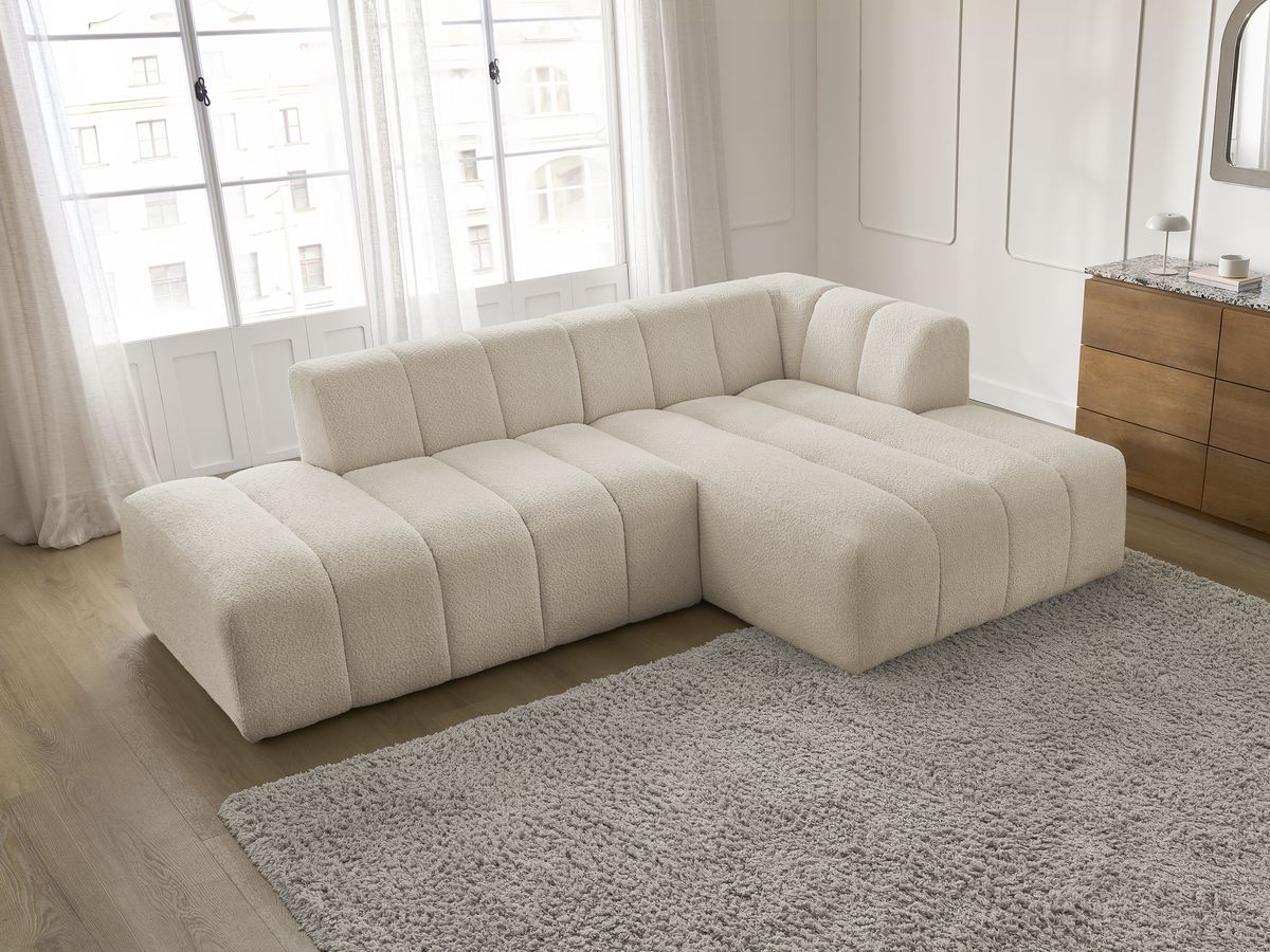 Bobochic Annecy Ecksofa Bouclé-Stoff Beige Ecke rechts