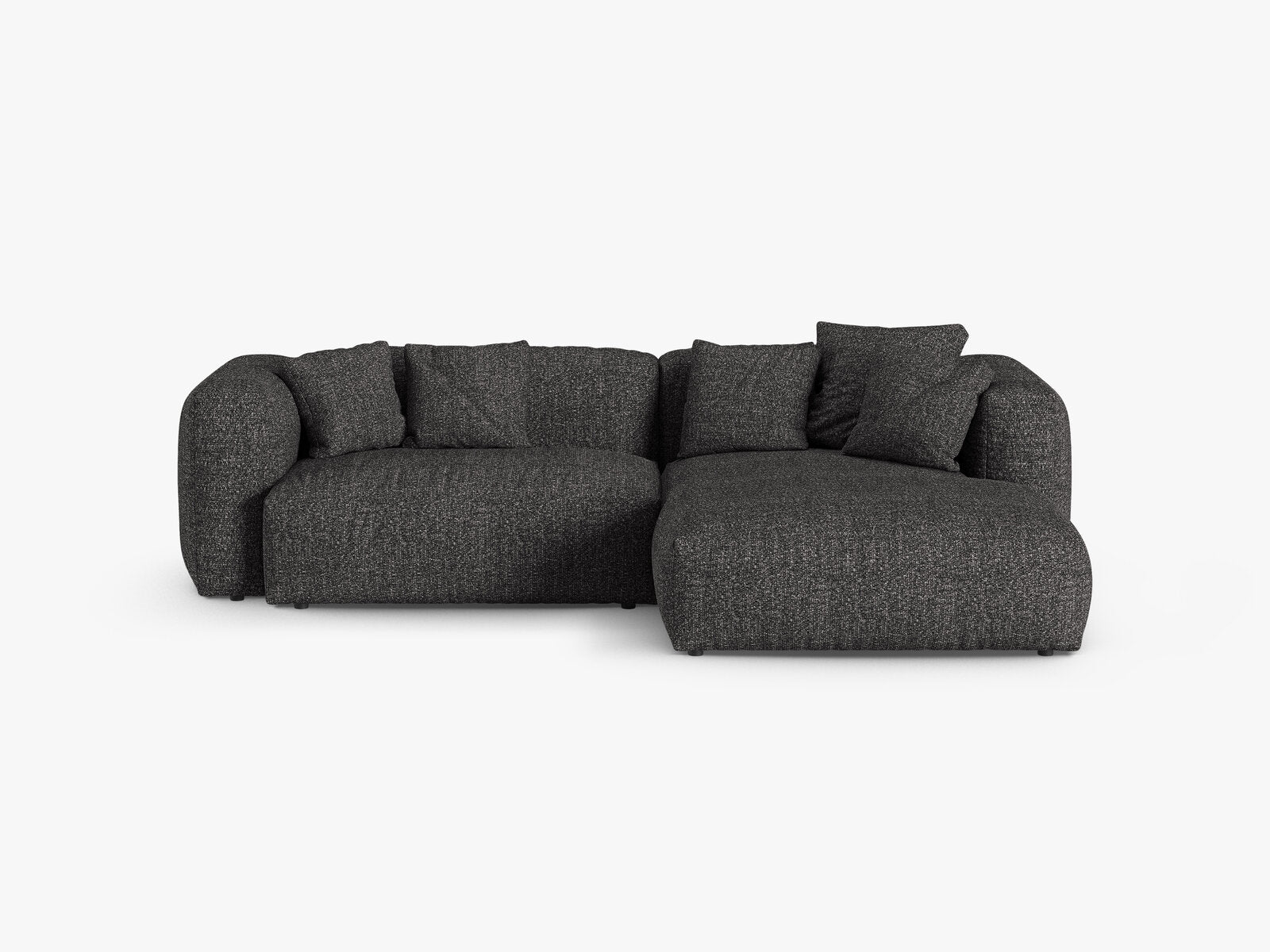 Micadoni Ecksofa Martina 2-Sitzer 90cm Sitztiefe Rechts Boucle Monet Anthrazit