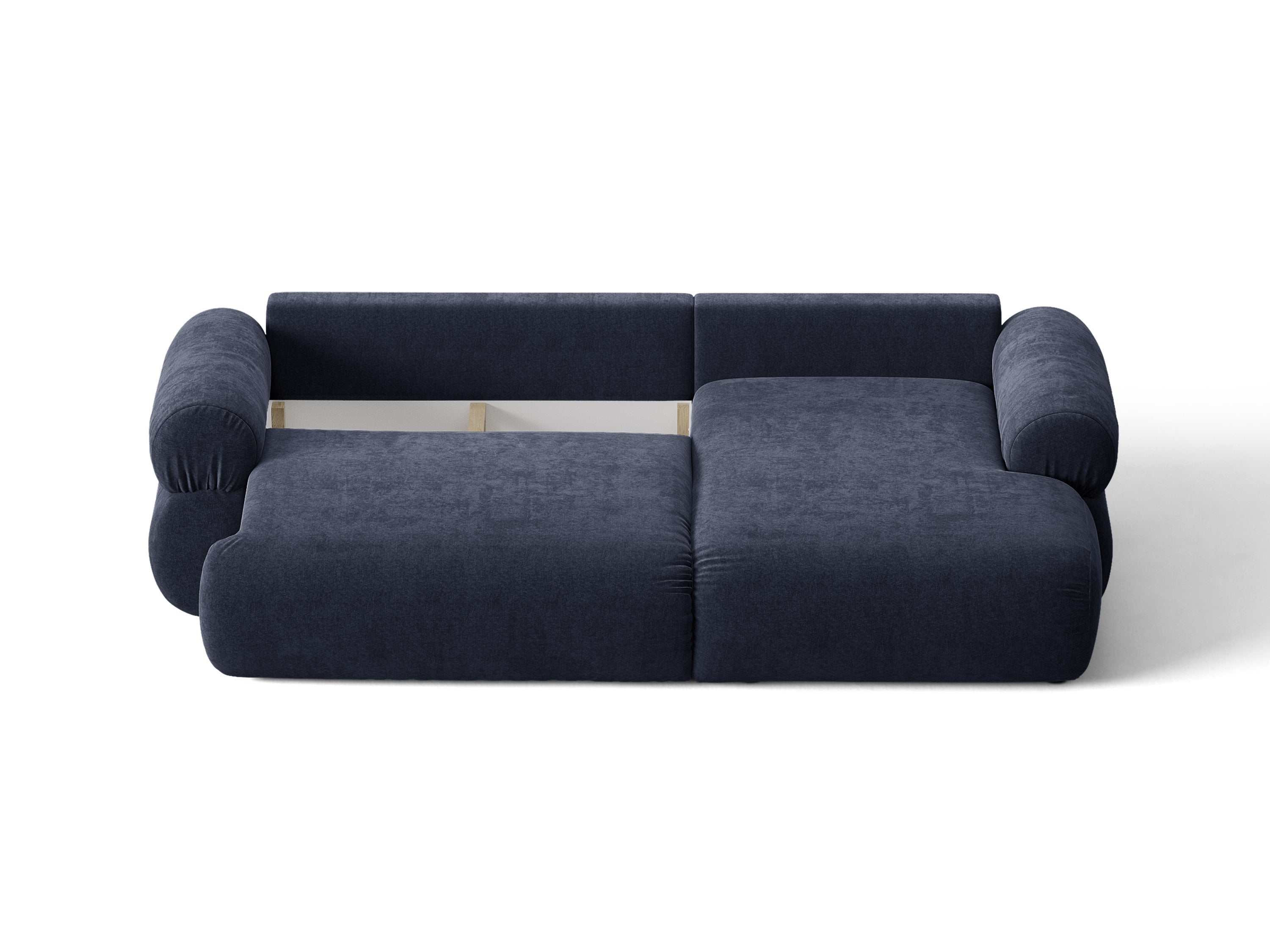 Micadoni Ophelia Ecksofa 4-Sitzer mit Schlaffunktion Strukturierter Stoff Liberty Marineblau Rechts