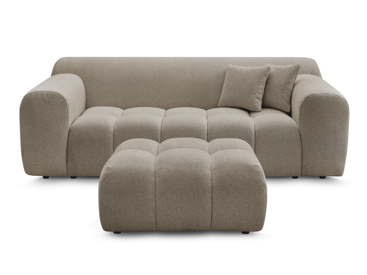 Bobochic Melisse Sofa 2-Sitzer mit Pouf Melange-Stoff Taupe