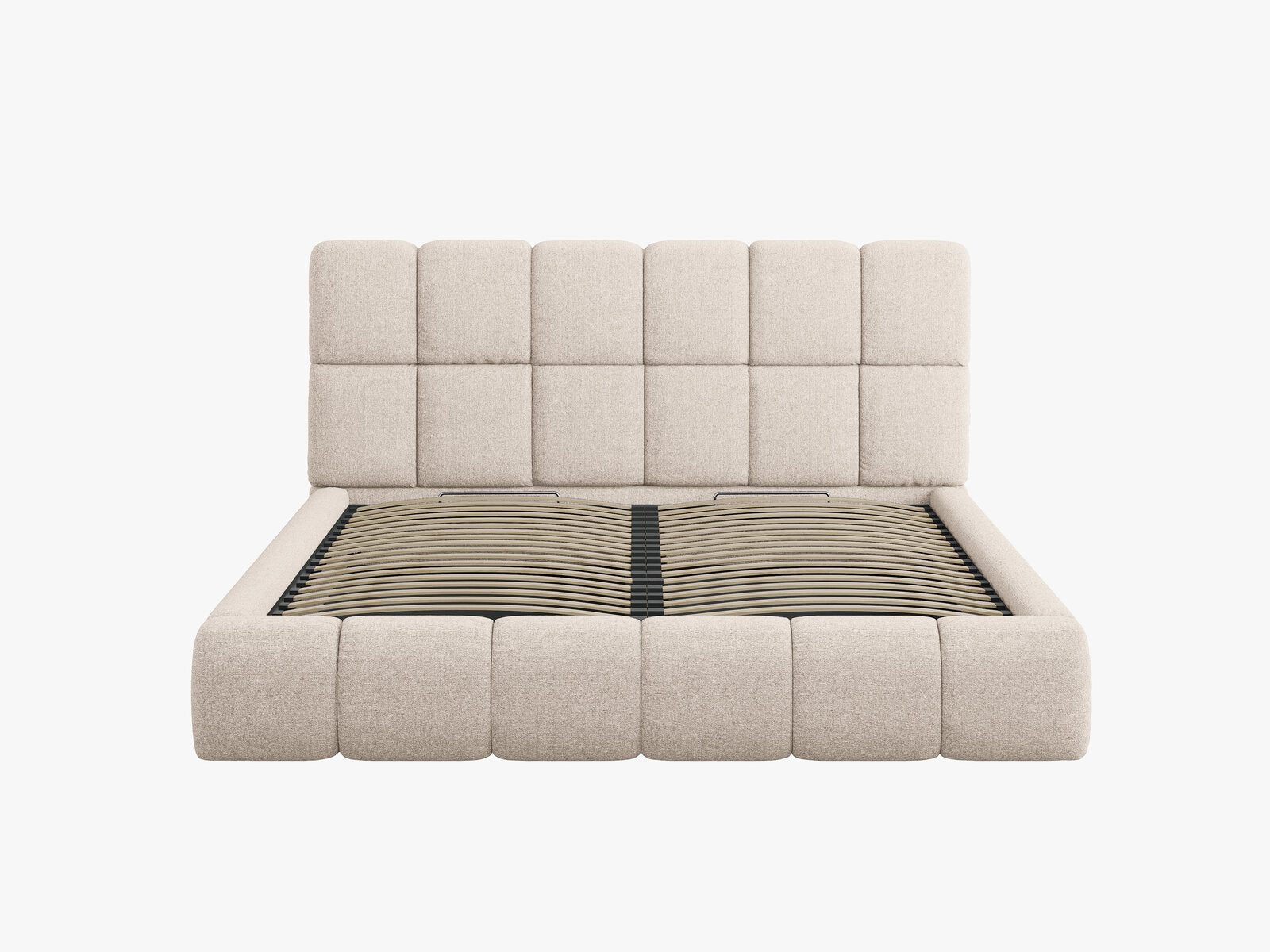 Micadoni Stauraumbett mit Kopfteil Bellis Chenille Haga Beige