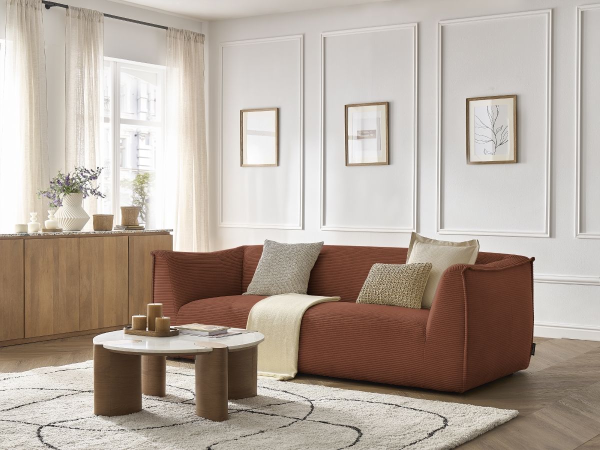 Bobochic Giorgia Sofa 3-Sitzer Cordsamt Orange