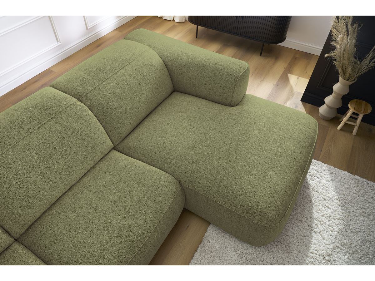Bobochic William Ecksofa Melange-Stoff Grün Ecke rechts