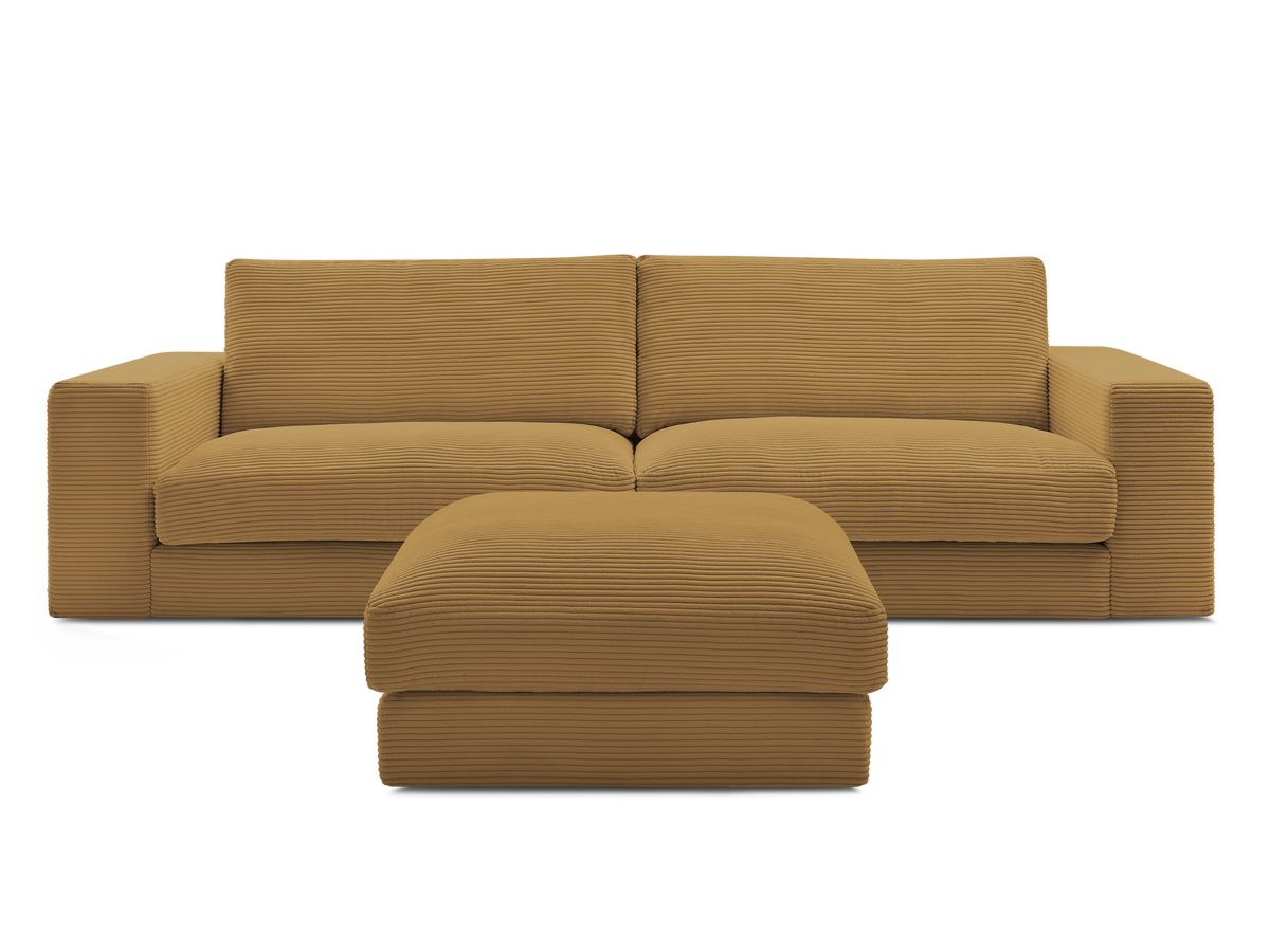 Bobochic Leonard Sofa 4-Sitzer mit Pouf 274 × 109 cm Cordsamt Gelb