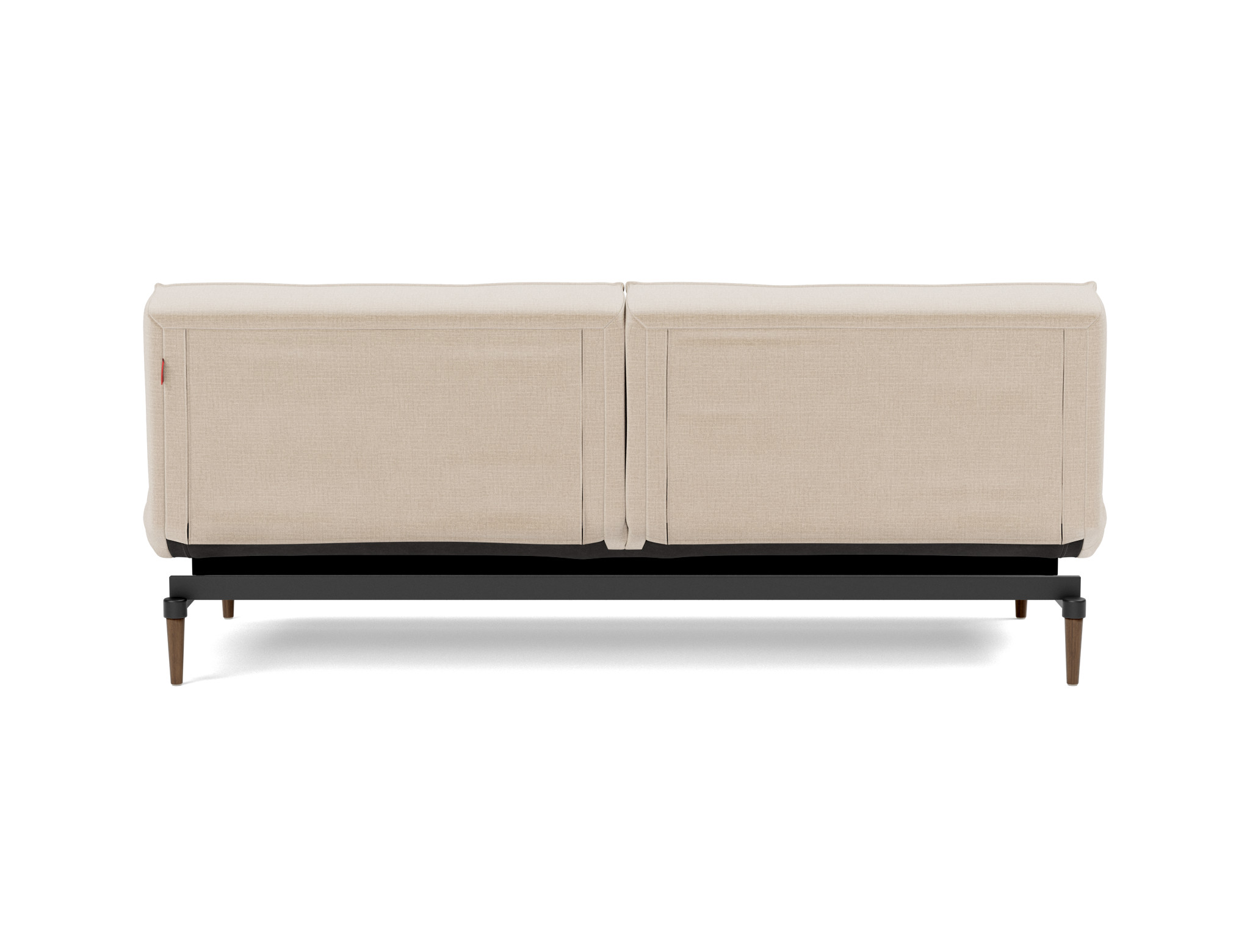Schlafsofa Splitback Chenille Esina 410-Almond-Beige Beine Styletto Eiche dunkel