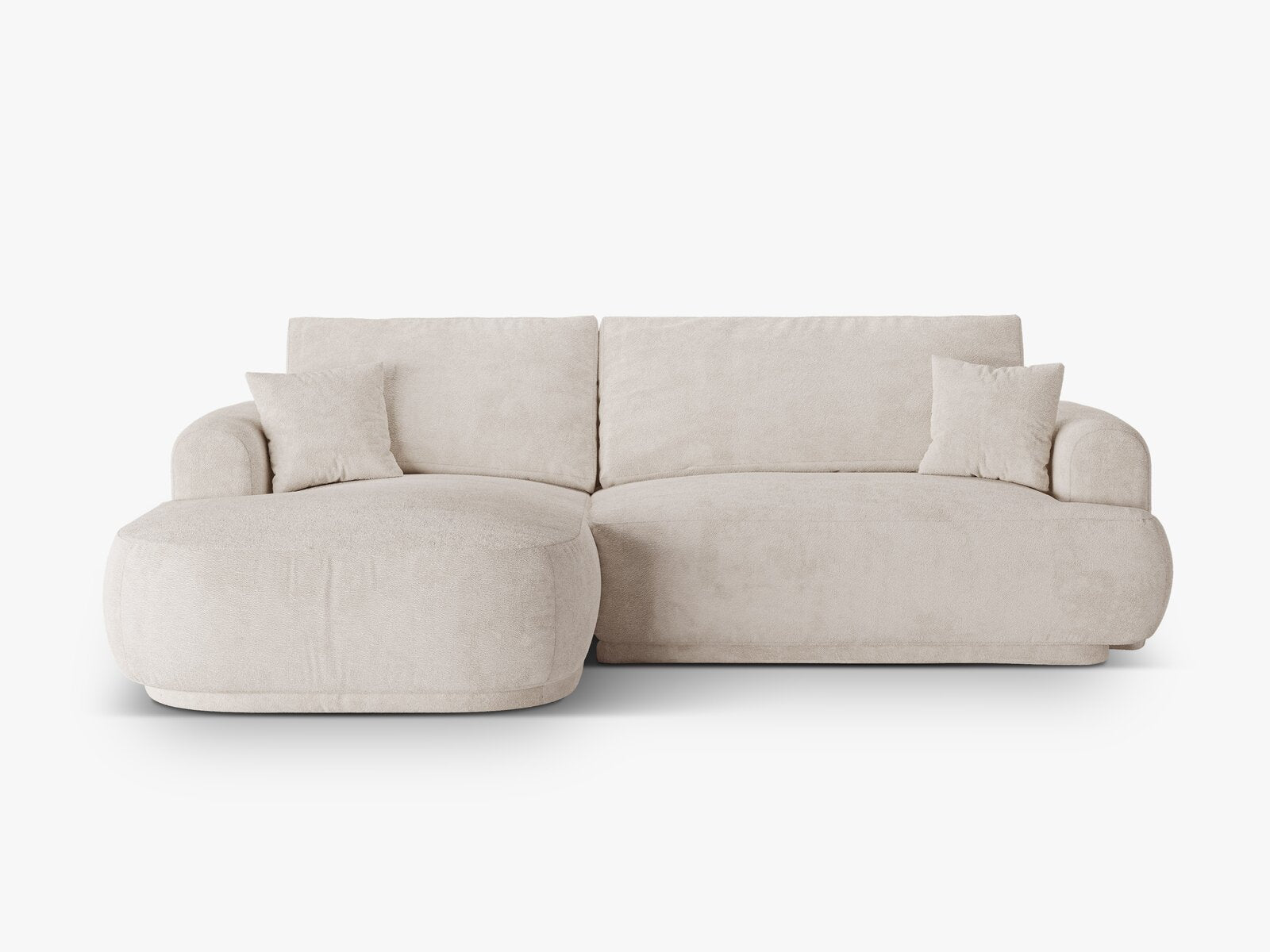 Micadoni Ella Ecksofa mit Bettfunktion und Stauraum Links Boucle CORAL Helles Beige