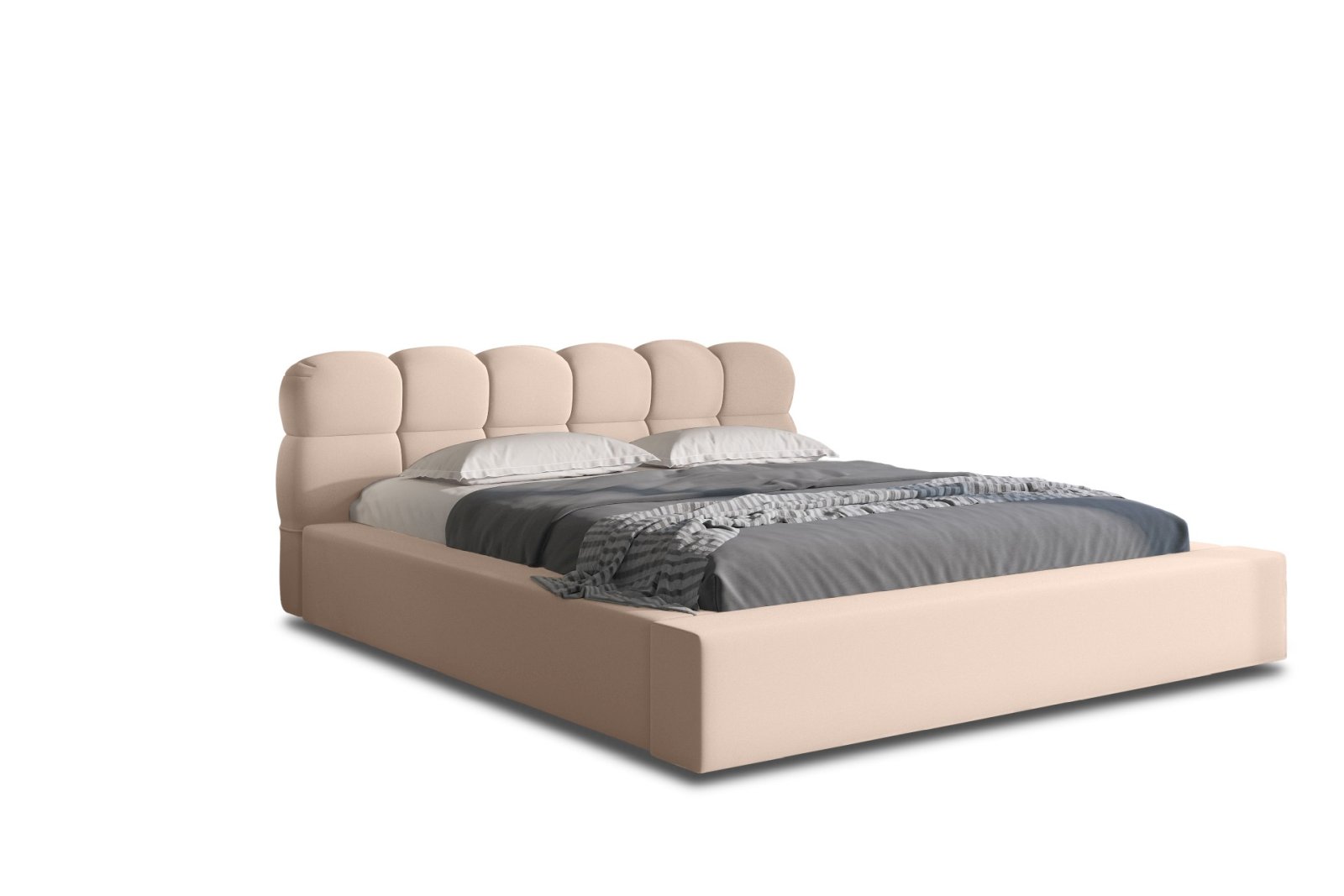 Polsterbett Vento-New Samtstoff 140x200 mit Metallrahmen Piano 03 Beige