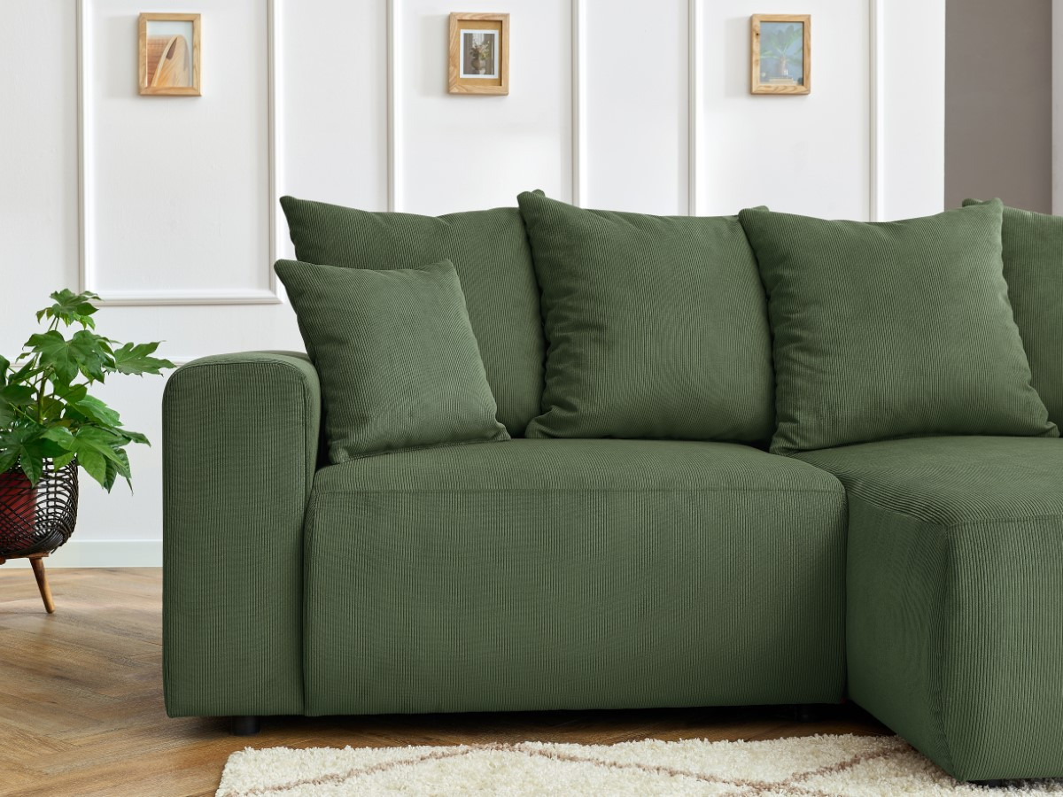 Bobochic Enjoy Ecksofa Cordsamt Grün Ecke rechts