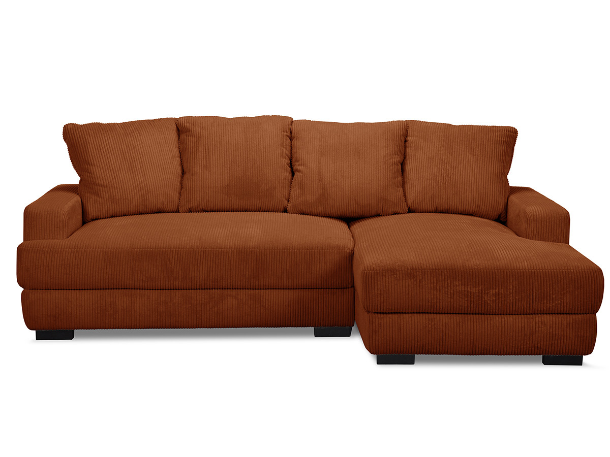 Bobochic Campi Ecksofa mit Schlaffunktion und Bettkasten Cordsamt Orange Ecke rechts