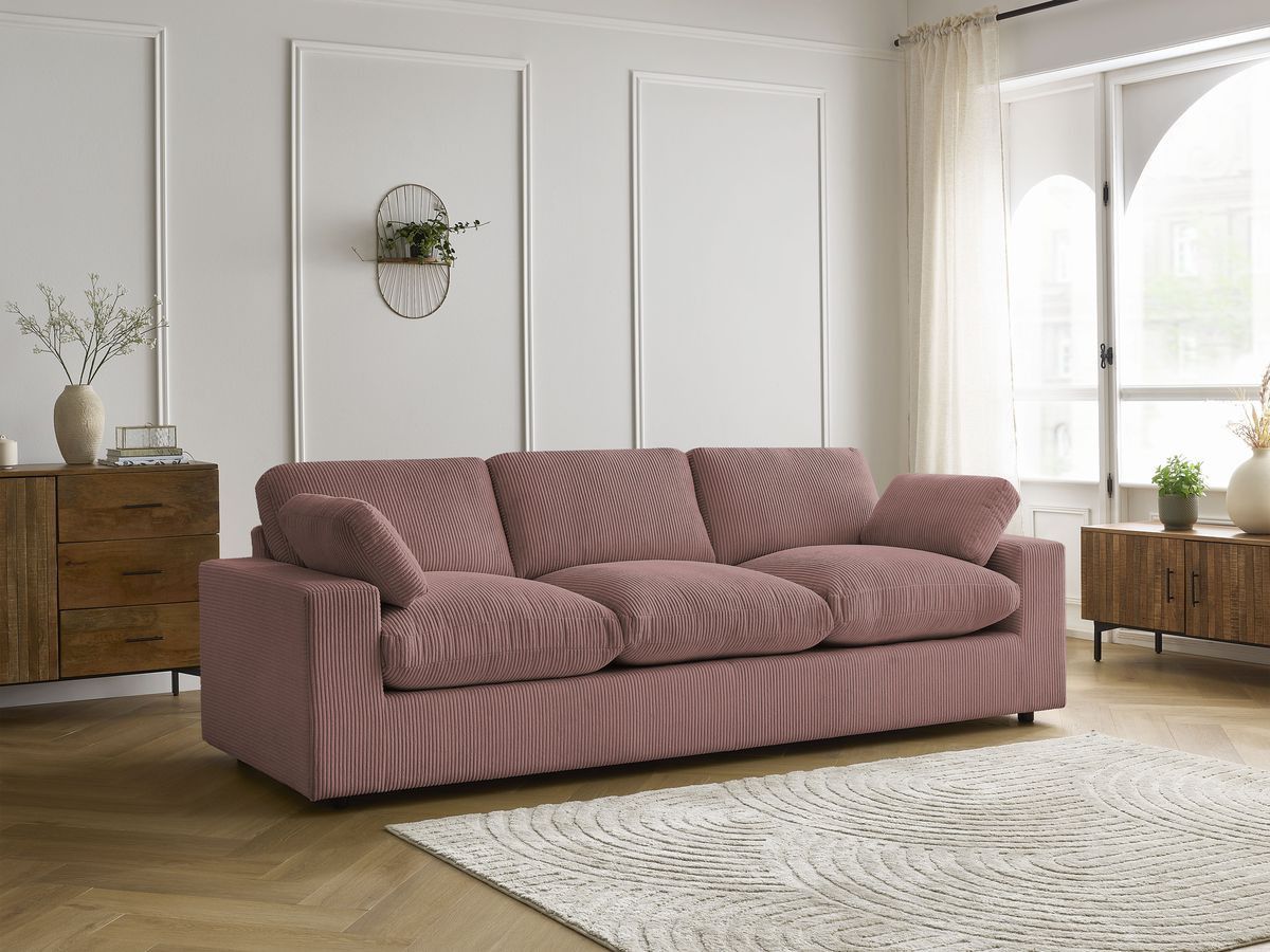 Bobochic Belair Sofa 3-Sitzer 250 × 93 cm Cordsamt Rosa