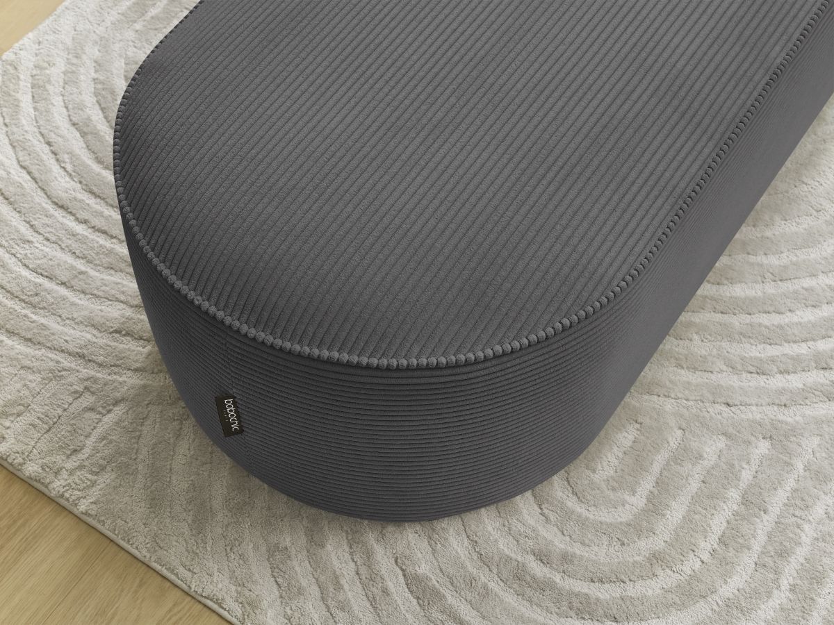 Bobochic Rousseau Pouf Cordsamt Dunkelgrau
