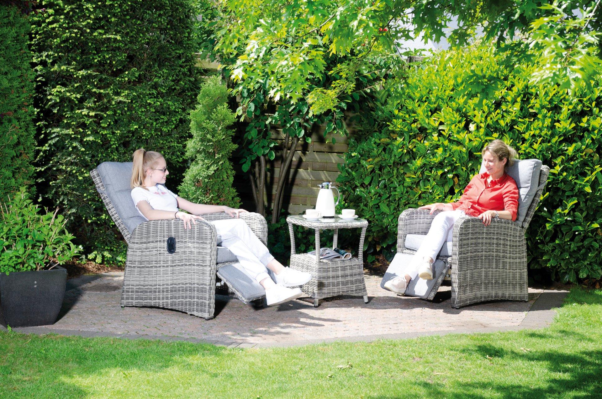 Relax-Sessel Allianz verstellbar Alu/Kunststoffgeflecht vintage-taupe, inklusive Kissen Sunny Smart made by SonnenPartner moebelfaktor