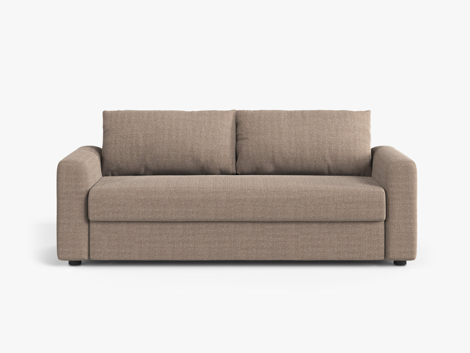 Micadoni Sofa mit Schlaffunktion David 3-Sitzer Strukturierter Stoff Babel Hellbraun