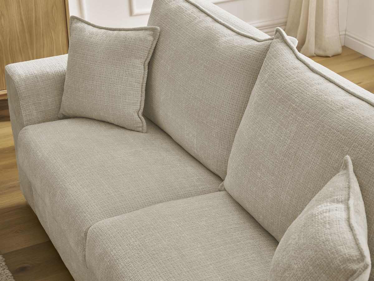 Bobochic Augustin Schlafsofa 3-Sitzer Strukturstoff Beige, Liegefläche 160 × 200 cm