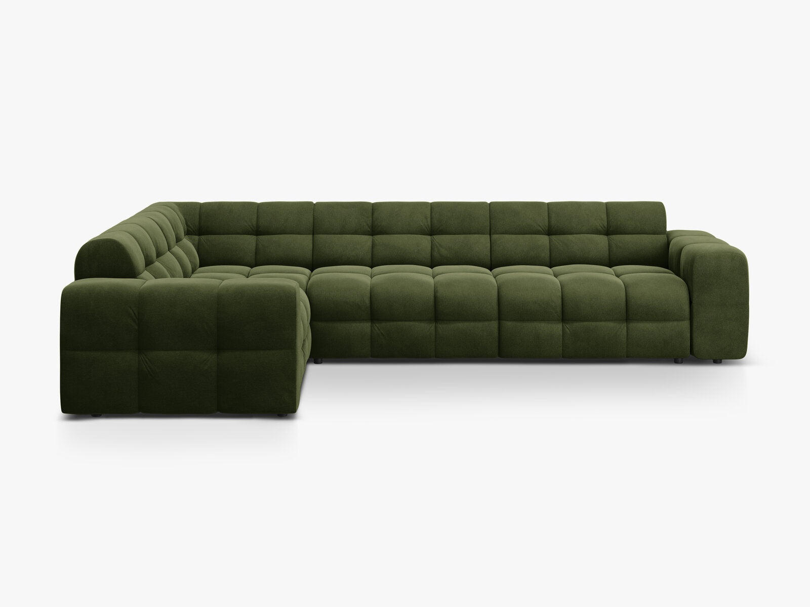 Micadoni Ecksofa Kendal 6-Sitzer Links Samt Armeegrün