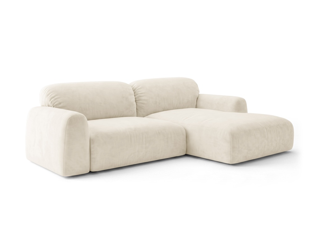 Cosmopolitan Design Ecksofa Milan 3-Sitzer Samt Bluvel Helles Beige Rechts
