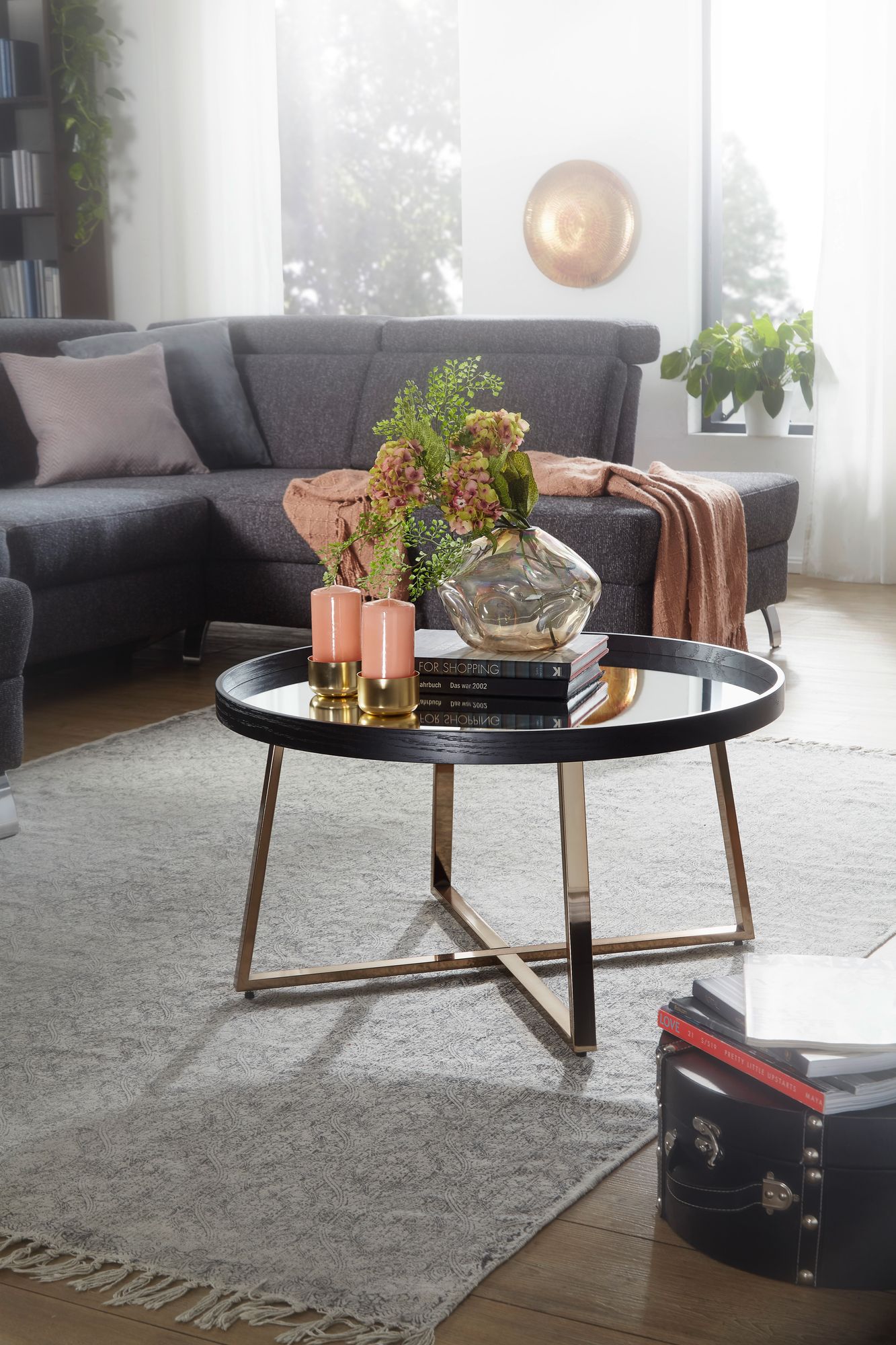 Couchtisch Ryomgaard Glas Schwarz Ø 78 cm