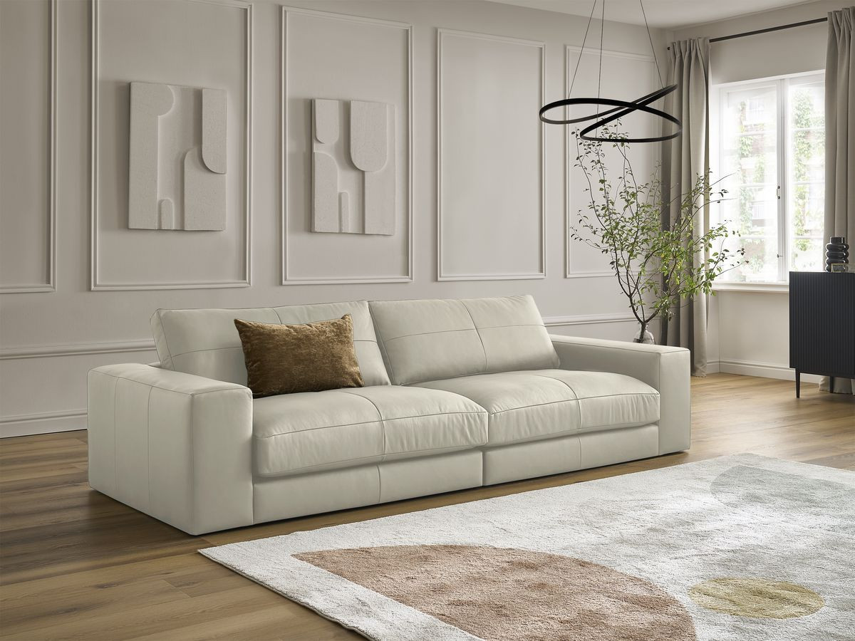 Bobochic Leonard Sofa 3-Sitzer 274 × 109 cm Leder Beige