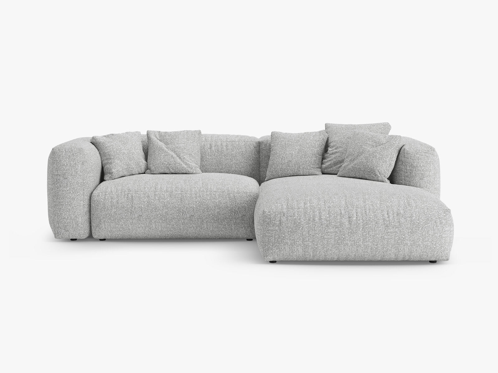 Micadoni Martina Ecksofa 4-Sitzer mit Schlaffunktion Rechts Boucle Monet Silber