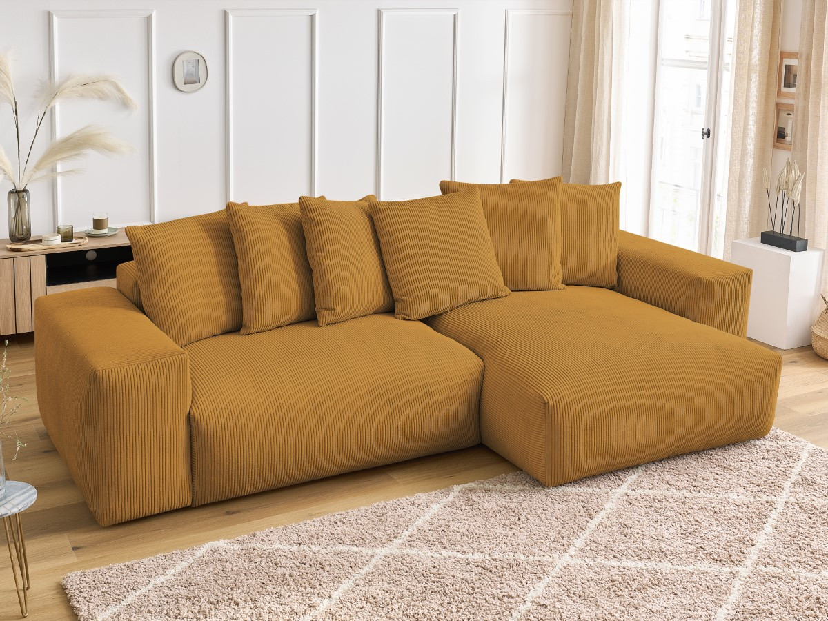 Bobochic Voltaire Ecksofa 310 × 174 cm Cordsamt Gelb