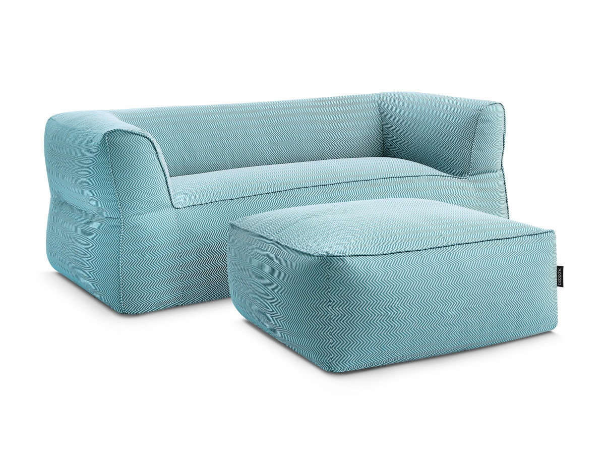 Bobochic Nour Gartensofa 4-Sitzer mit Pouf Stoff Dunkelblau