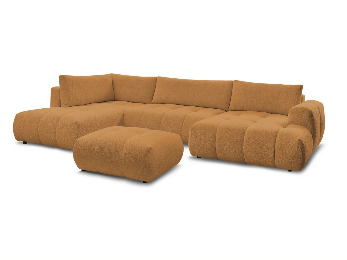 Bobochic Fuji Wohnlandschaft mit Pouf Bouclé-Stoff Gelb Ecke rechts