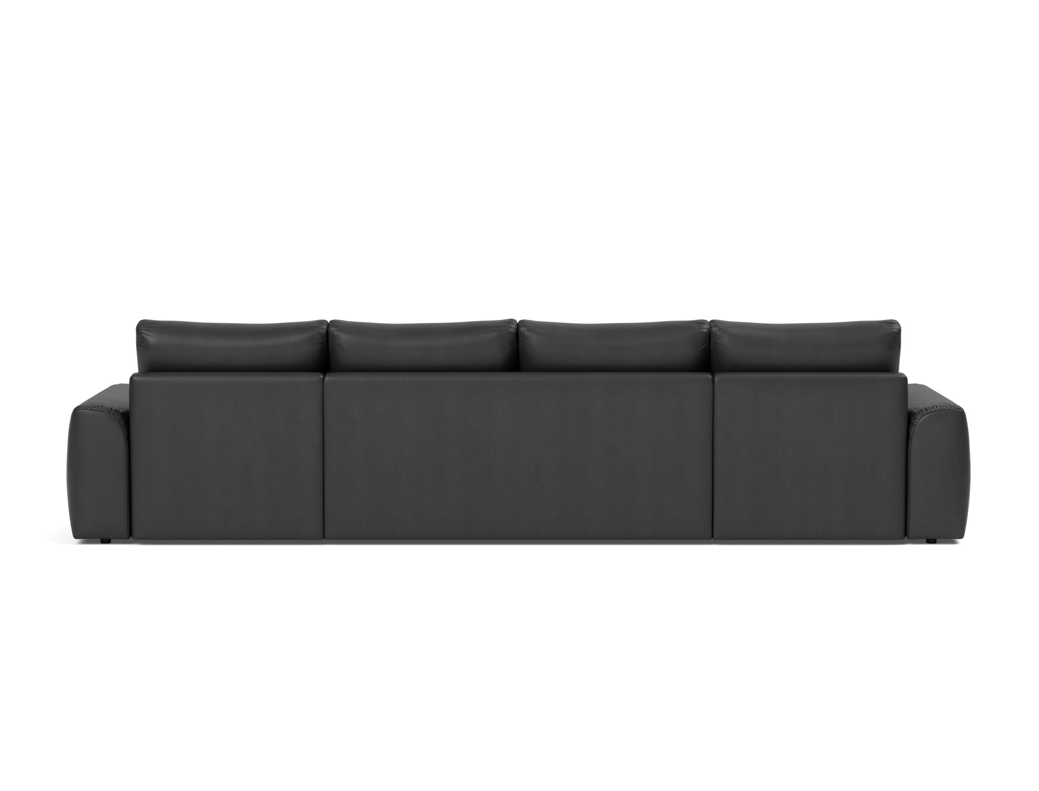 Schlafsofa Norum U-Form mit Chunky-Armlehnen Lederoptik Faunal 550-Black