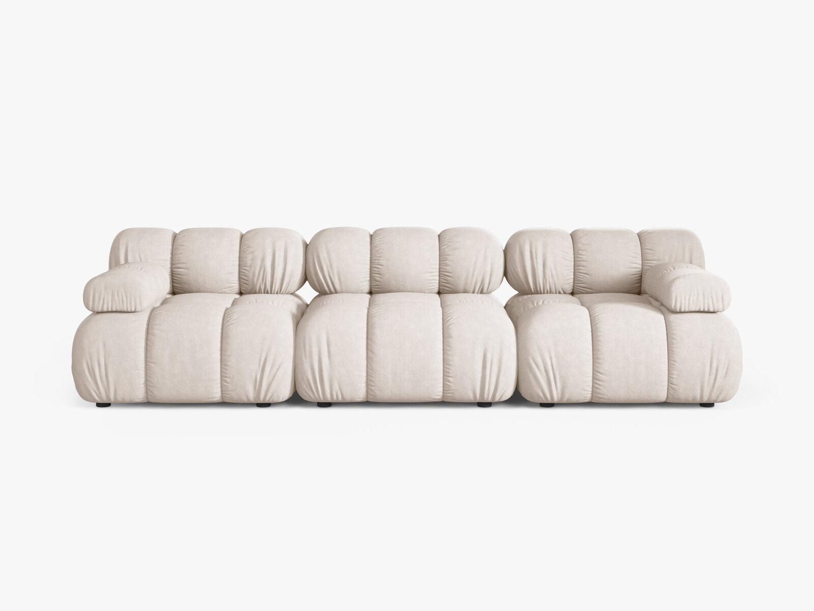 Micadoni Modulares Sofa Bellis 3-Sitzer Strukturierter Stoff Liberty Beige