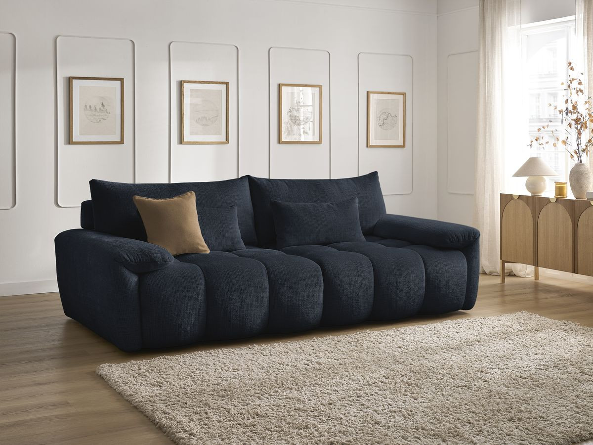 Bobochic Ivane Sofa 3-Sitzer Strukturstoff Dunkelblau