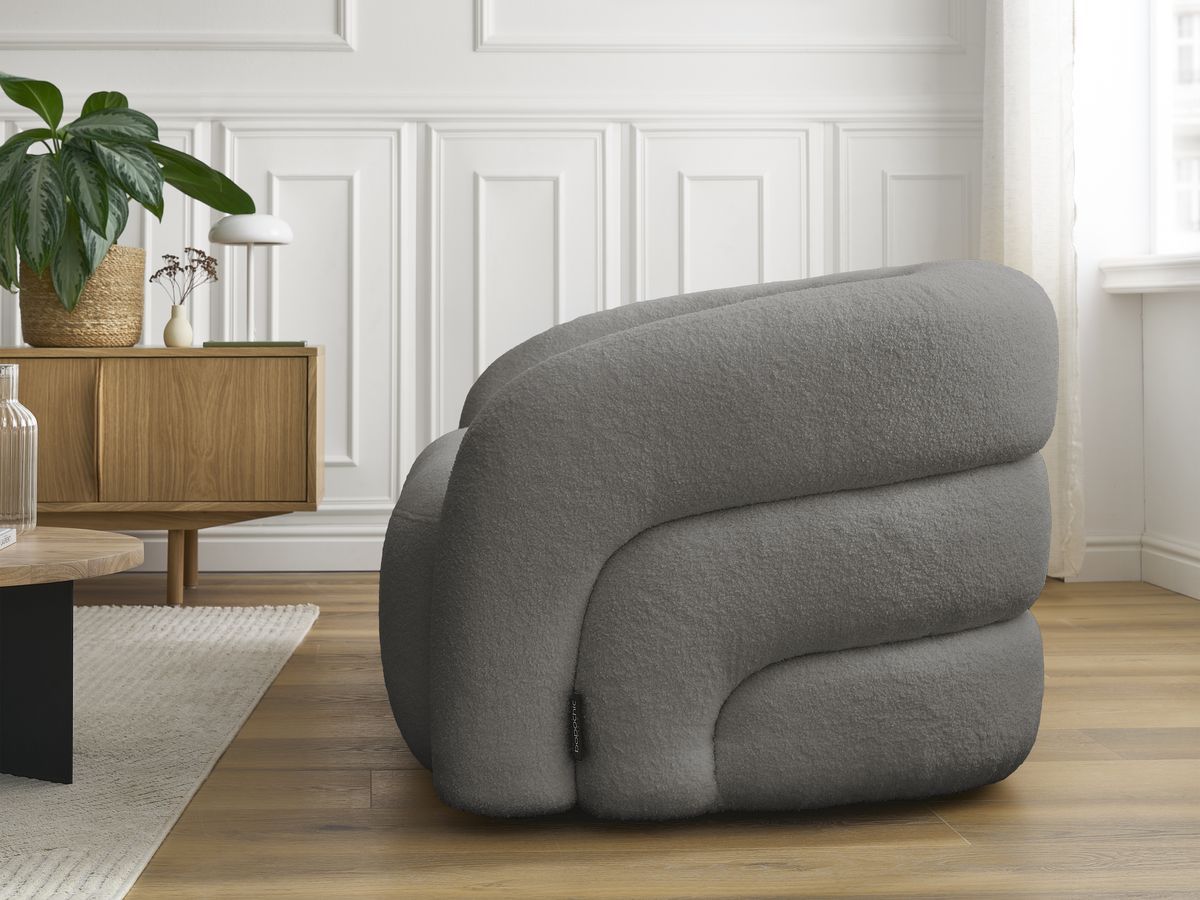 Bobochic Elina Sofa 2-Sitzer Bouclé-Stoff Dunkelgrau