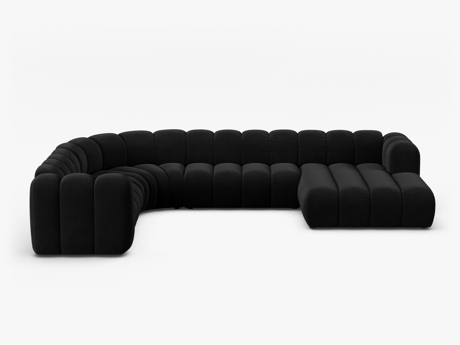 Micadoni Modulares Panorama Ecksofa Lupine 6-Sitzer Links Samt Salvador Schwarz