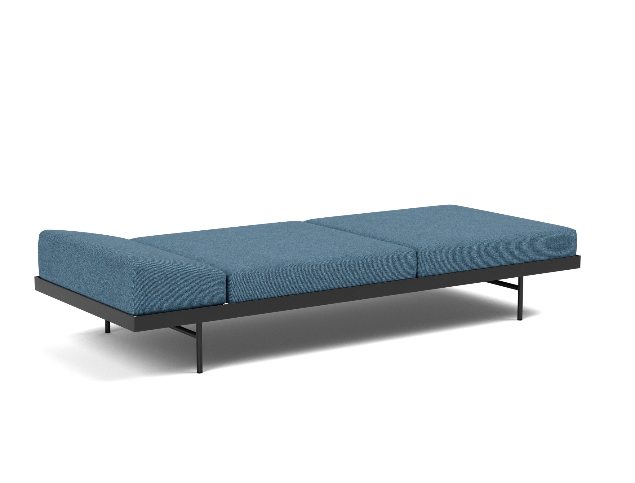 Tagesbett Puri Strukturierter Stoff Weda 302-Weda-Blue Beine mit Eichentisch