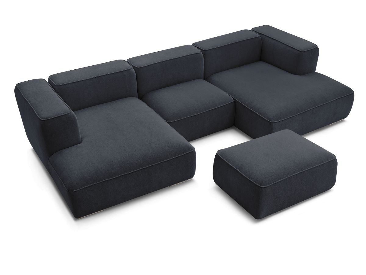 Bobochic Zephyr Wohnlandschaft mit Pouf Strukturstoff Dunkelblau
