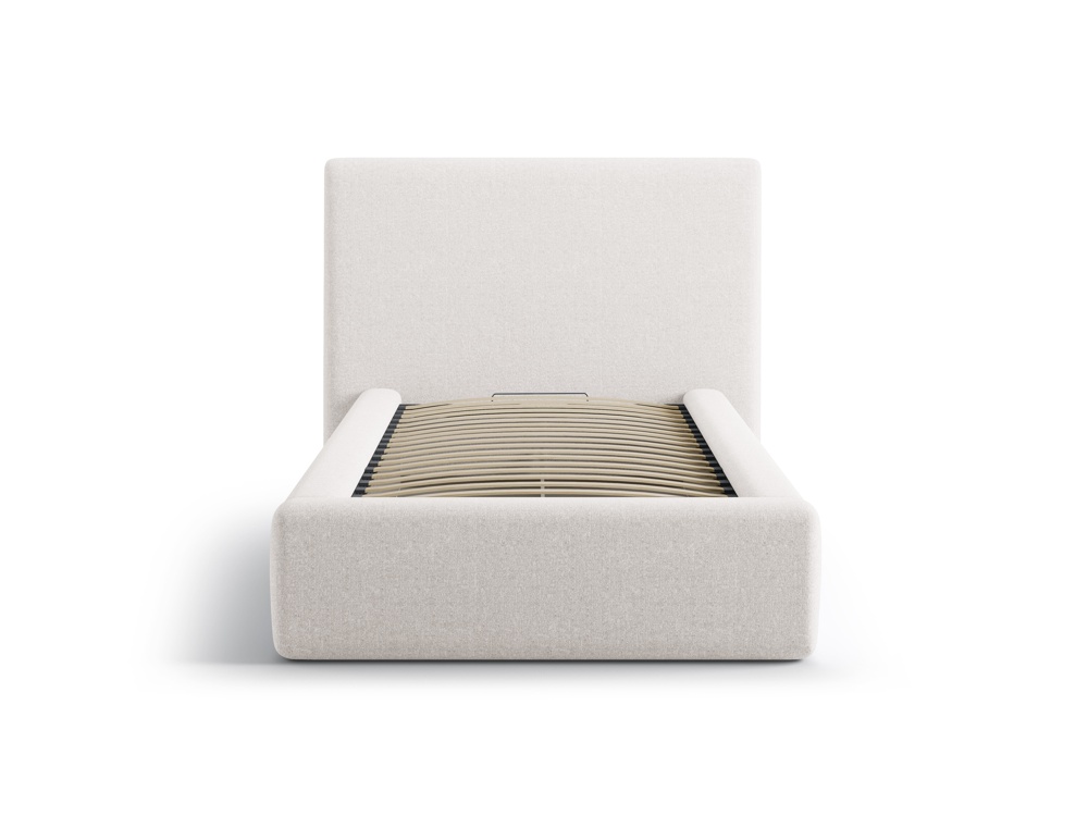 Cosmopolitan Design Stauraumbett mit Kopfteil Asti Strukturierter Stoff Moly Helles Beige
