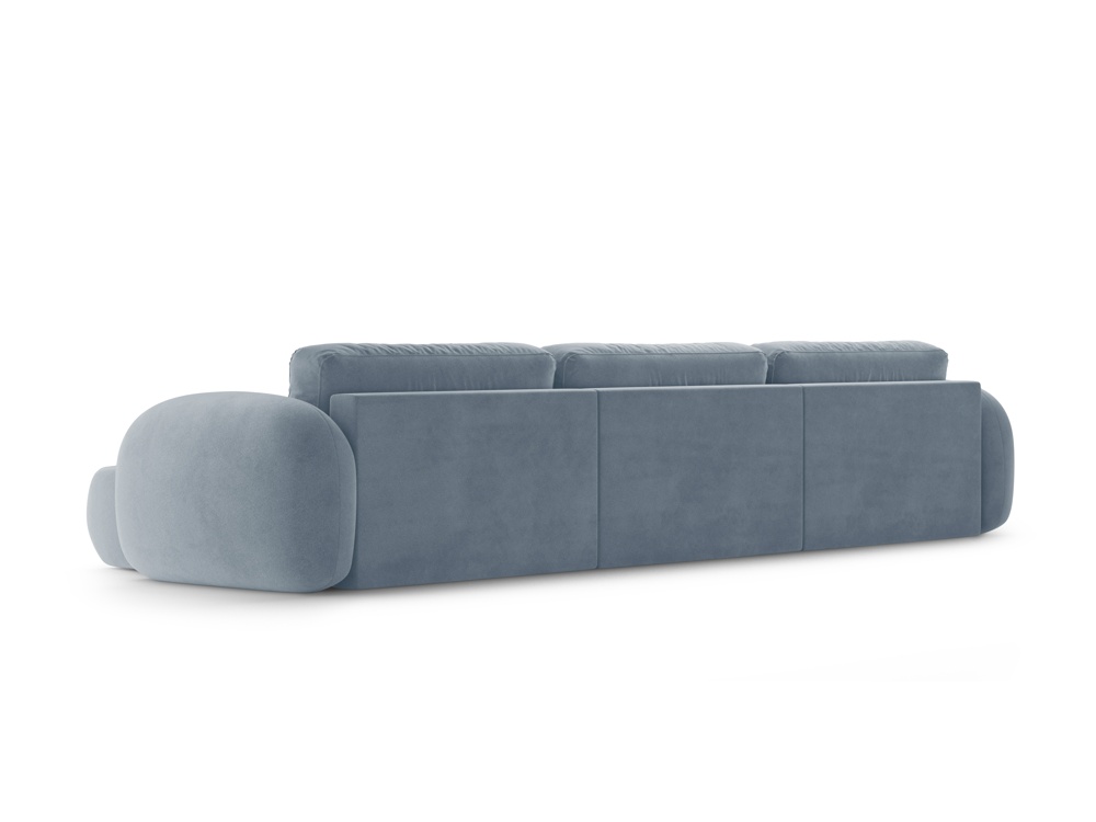 Cosmopolitan Design Panoramasofa Tonale 5-Sitzer mit Schlaffunktion und Bettkasten Samt Magic Velvet Blaugrau