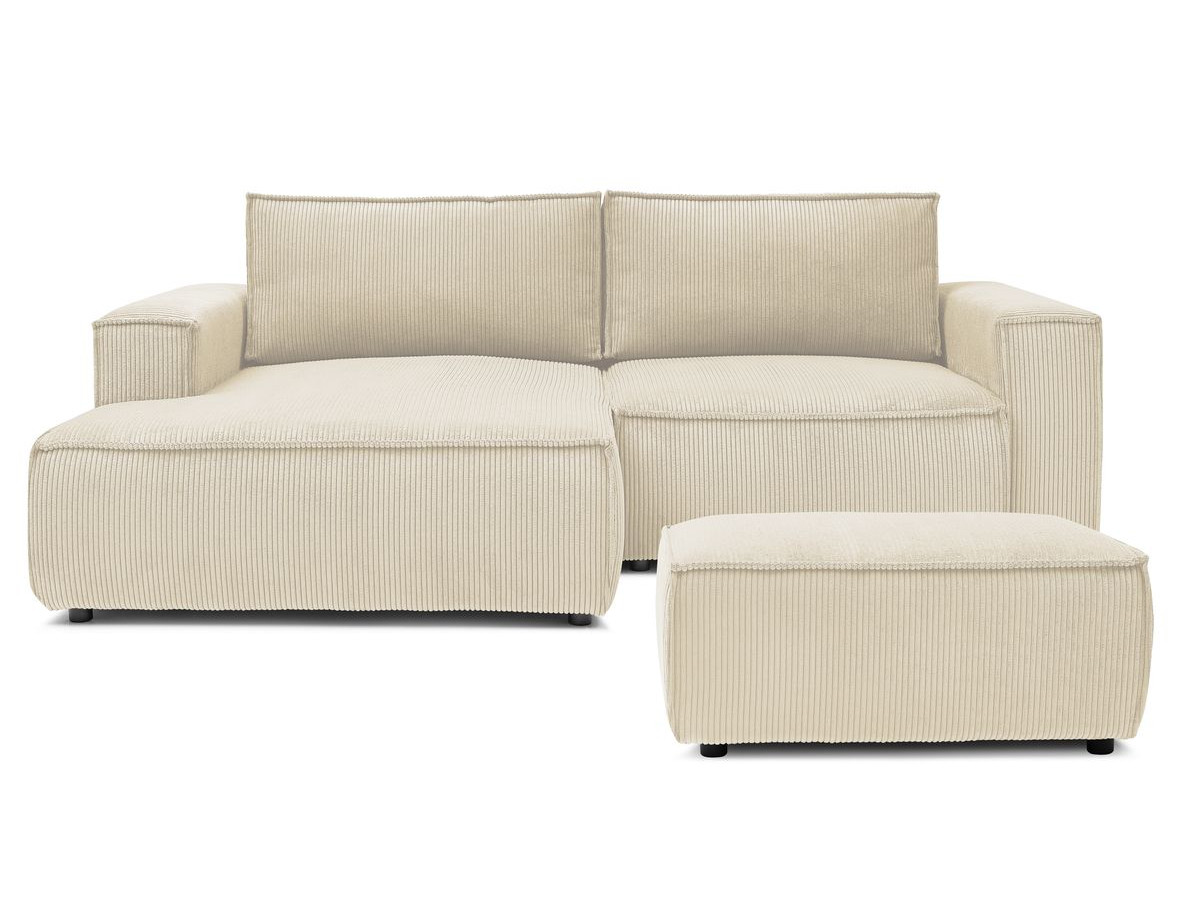Bobochic Nihad Ecksofa mit Pouf Cordsamt Beige Ecke links