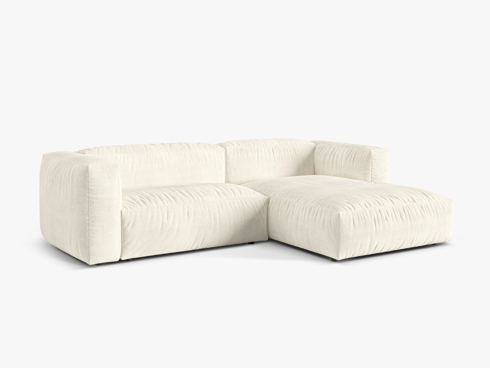Micadoni Ecksofa Martina 2-Sitzer Rechts Boucle Monet Elfenbein