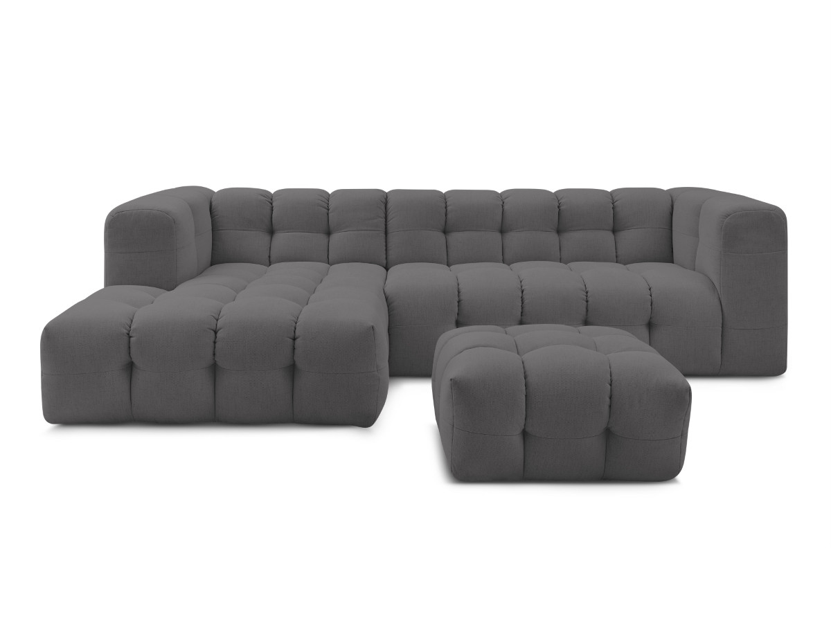 Bobochic Cloud Ecksofa mit Pouf 288 × 184 cm Stoff Dunkelgrau Ecke links