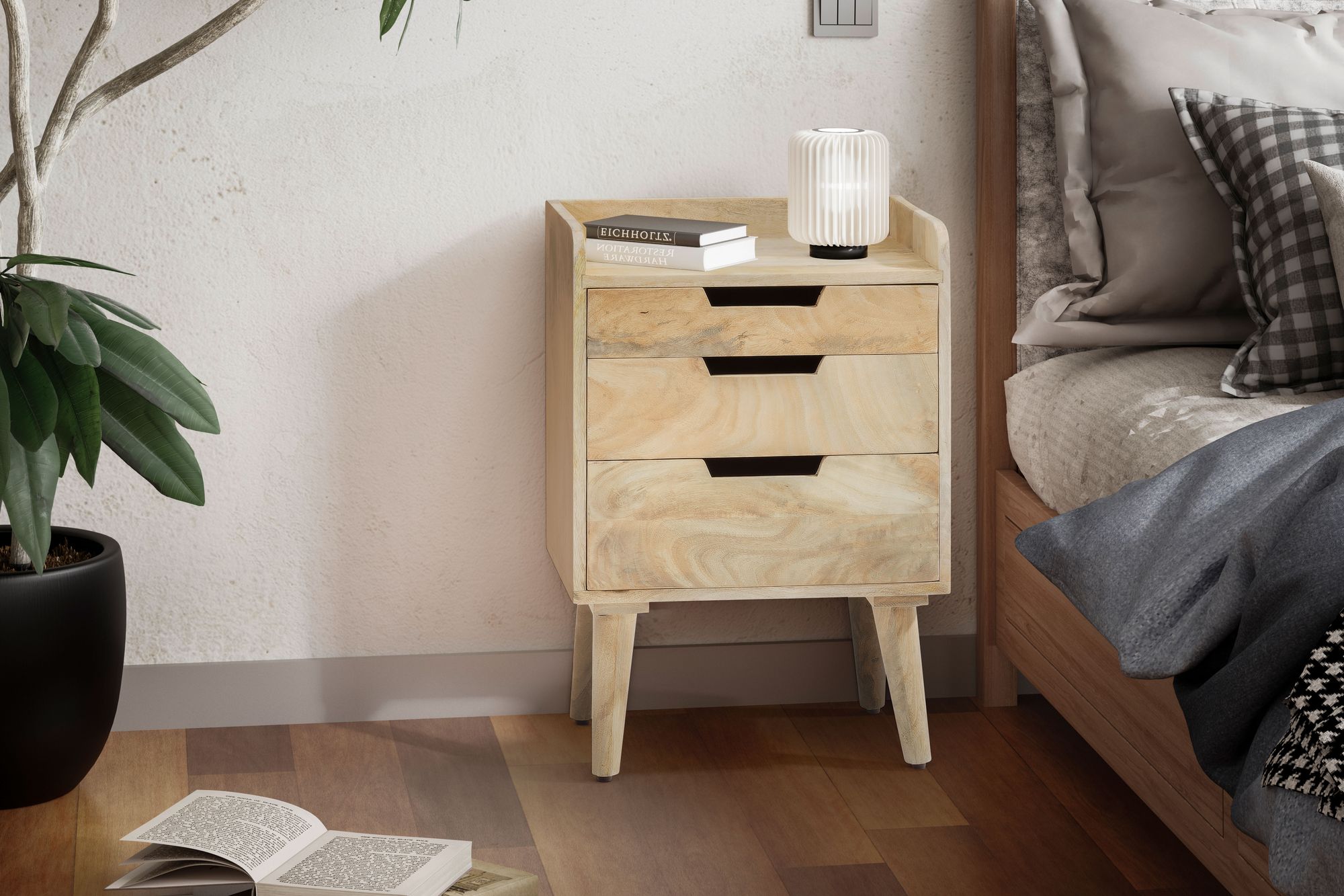 Nachttisch Tysnes Massivholz Mango 45 × 33 × 63 cm